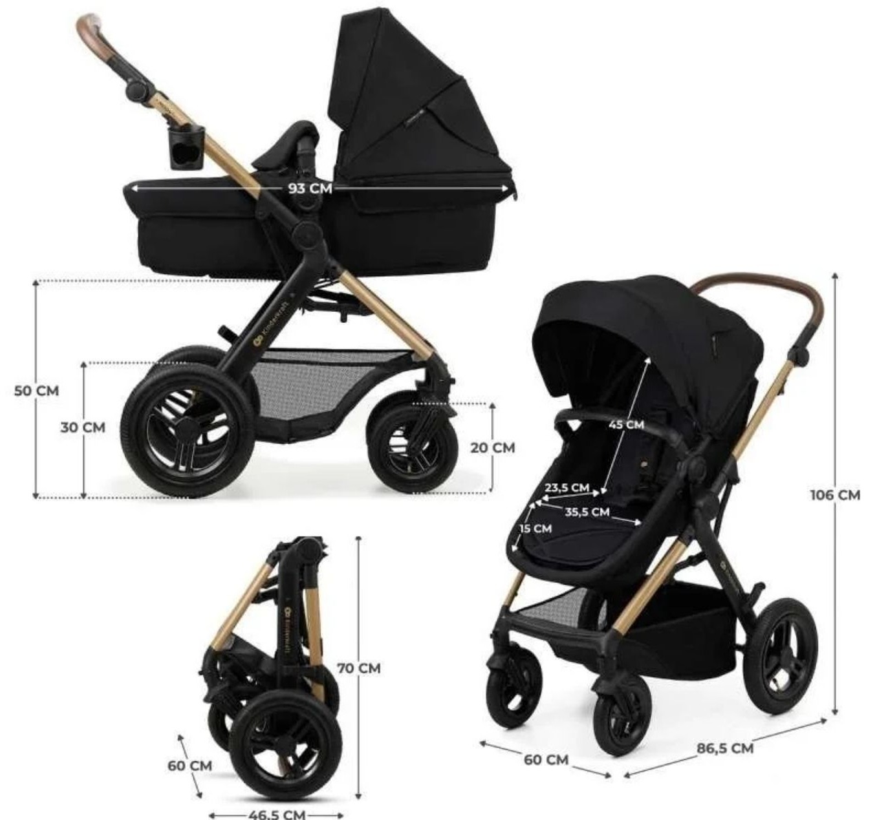 Kinderkraft Moov 2 kolica set 3u1 dimenzije