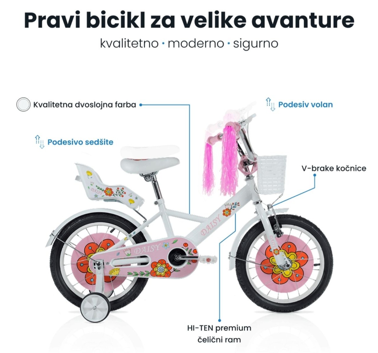 bicikl za devojcice 16" sa prednjom i zadnjom kocnicom-Happy kids