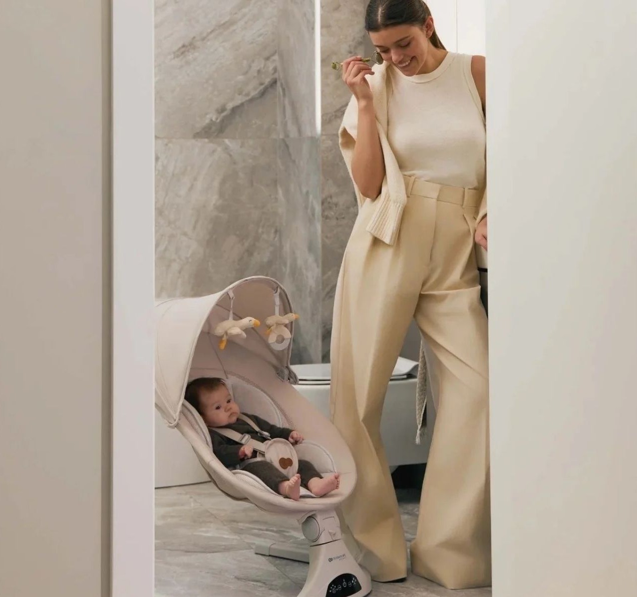 Kinderkraft njihalica za bebe Tulsy u bez boji-Happy kids