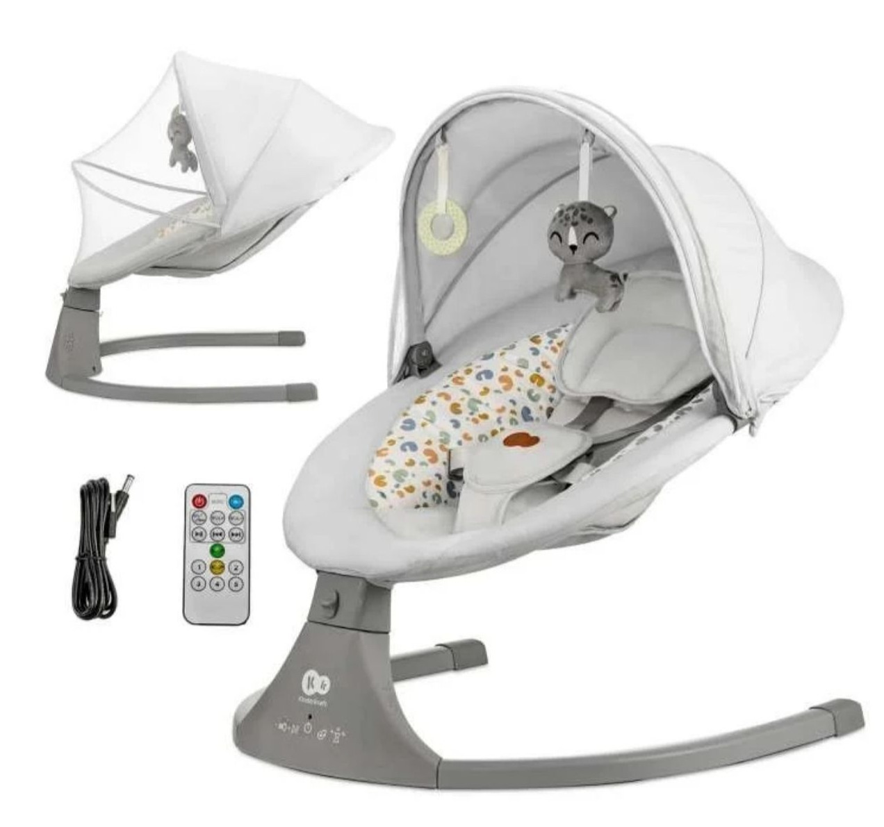 Kinderkraft Lumi 2 elektricna njihalica za bebe svetlo siva-Happy kids
