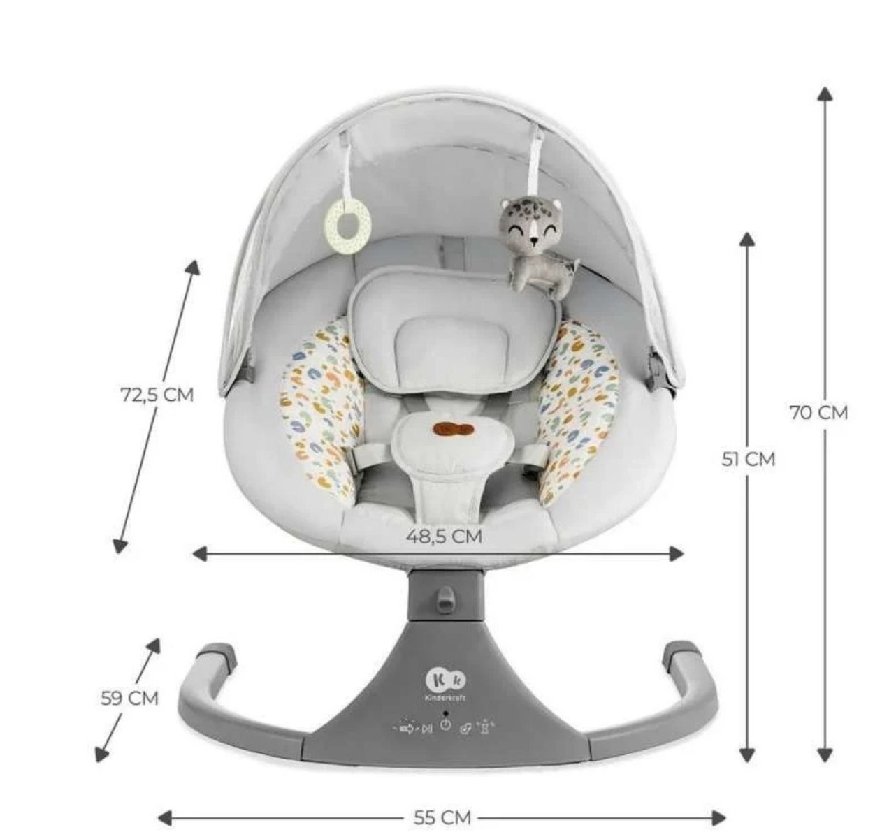 Kinderkraft Lumi 2 elektricna njihalica za bebe-dimenzije