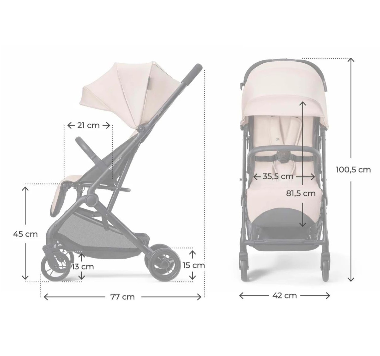 Kinderkraft Indi 3 kolica dimenzije