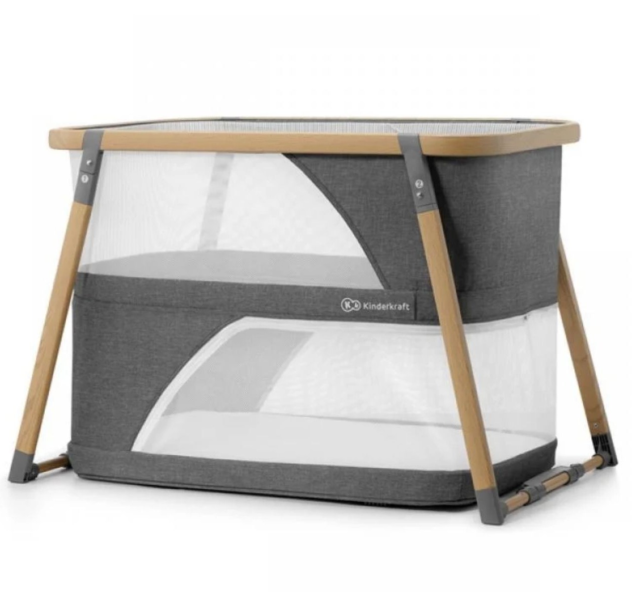 Kinderkraft Sofi 4u1 prenosivi krevetac Grey-Happy kids