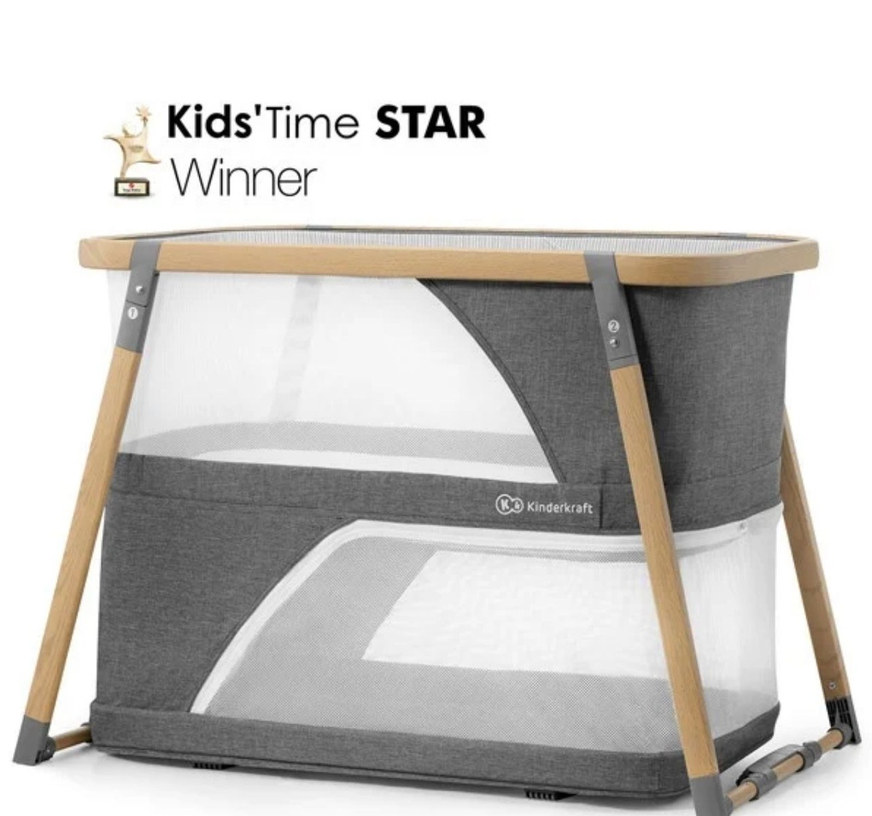 Kinderkraft Sofi 4u1 prenosivi krevetac Grey-Happy kids