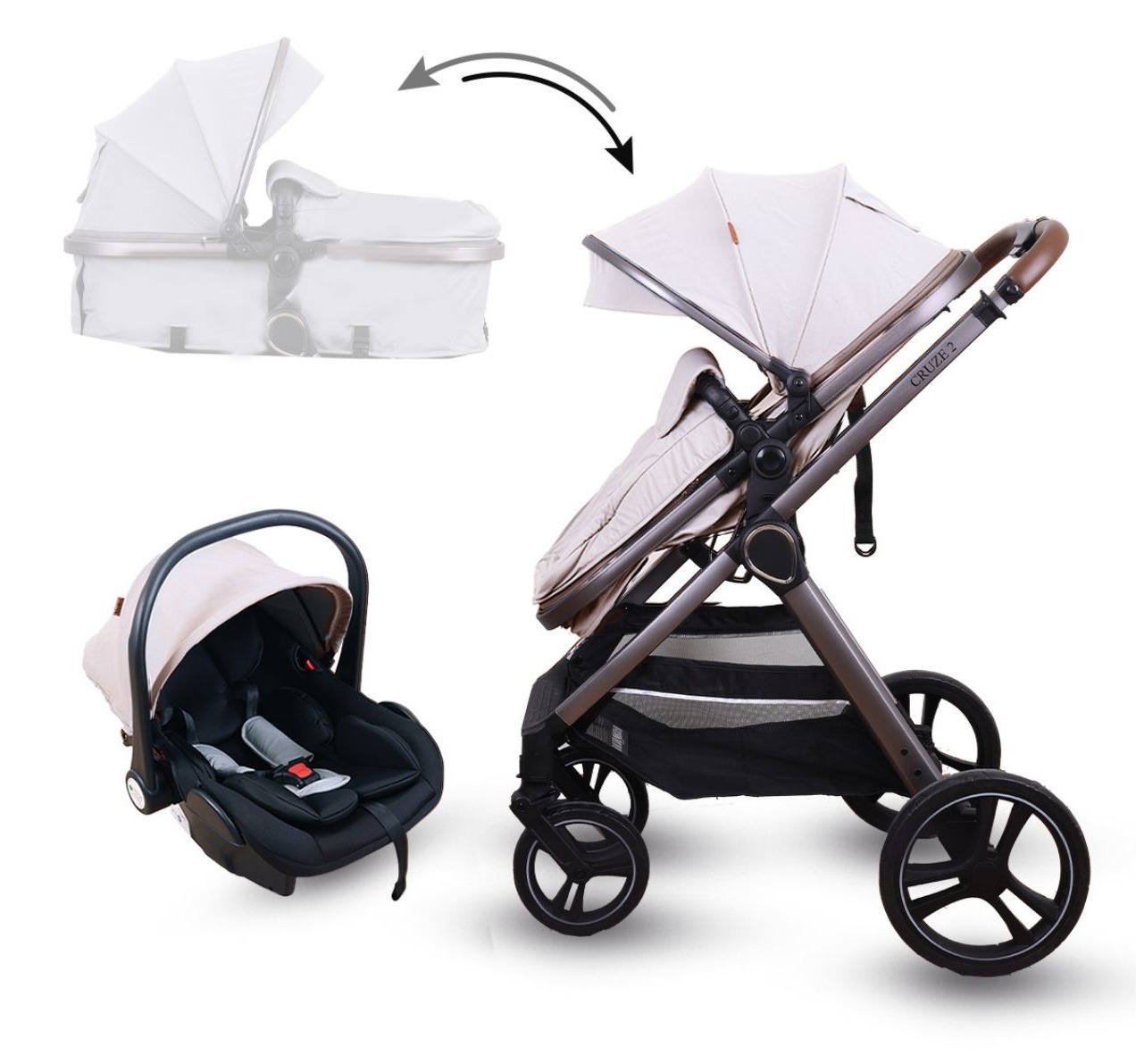 Jungle Cruze Multy 2u1 kolica za bebe Bež-Happy kids