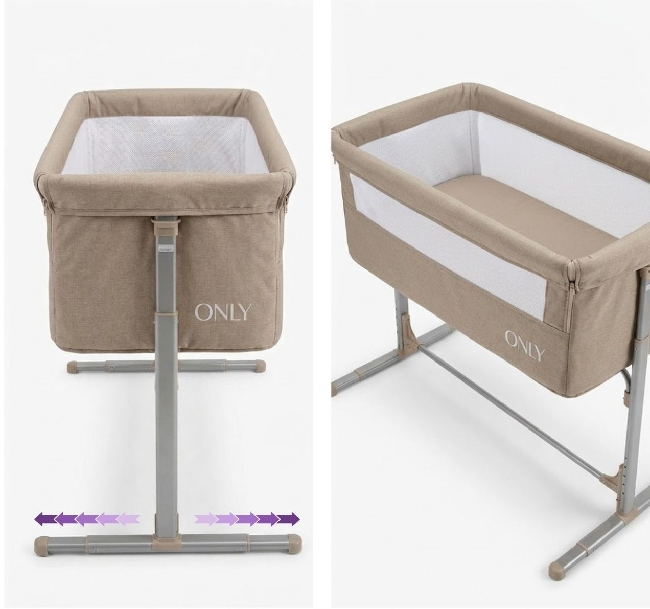 Only Zippy 2 kolevka za bebe sa zaštitnom mrežom Beige sa sirim postoljem zbog stabilnosti