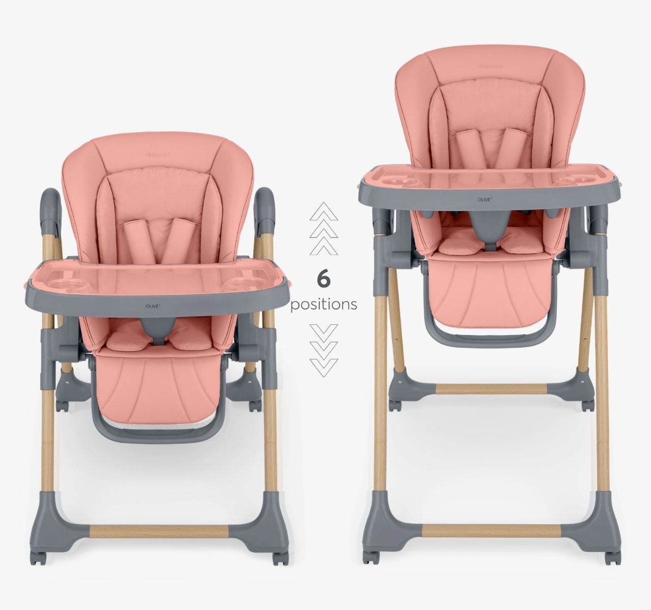 Kikka Boo Olive 2 Premium hranilica za bebe Wood dekor Pink sa polozajima