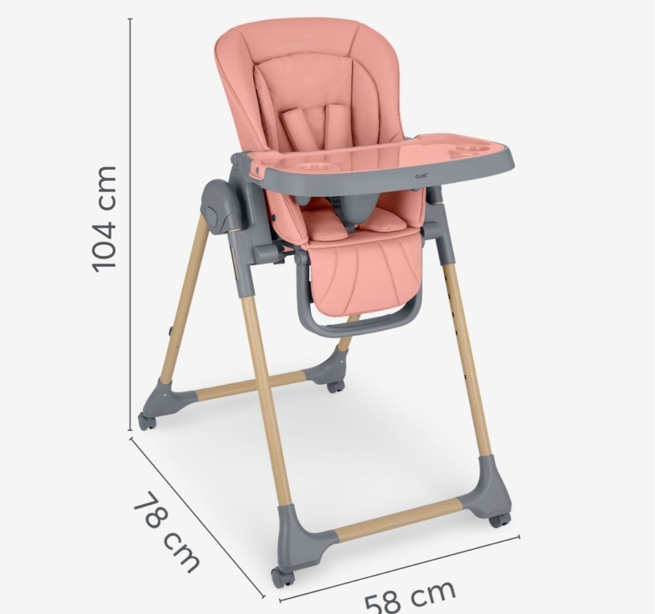 Kikka Boo Olive 2 Premium hranilica za bebe Wood dekor Pink-dimenzije-Happy kids