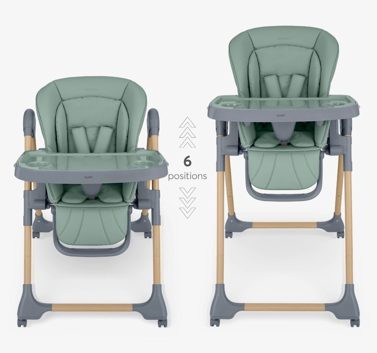Kikka Boo Olive 2 Premium hranilica za bebe Wood dekor Mint sa vise polozaja-Happy kids