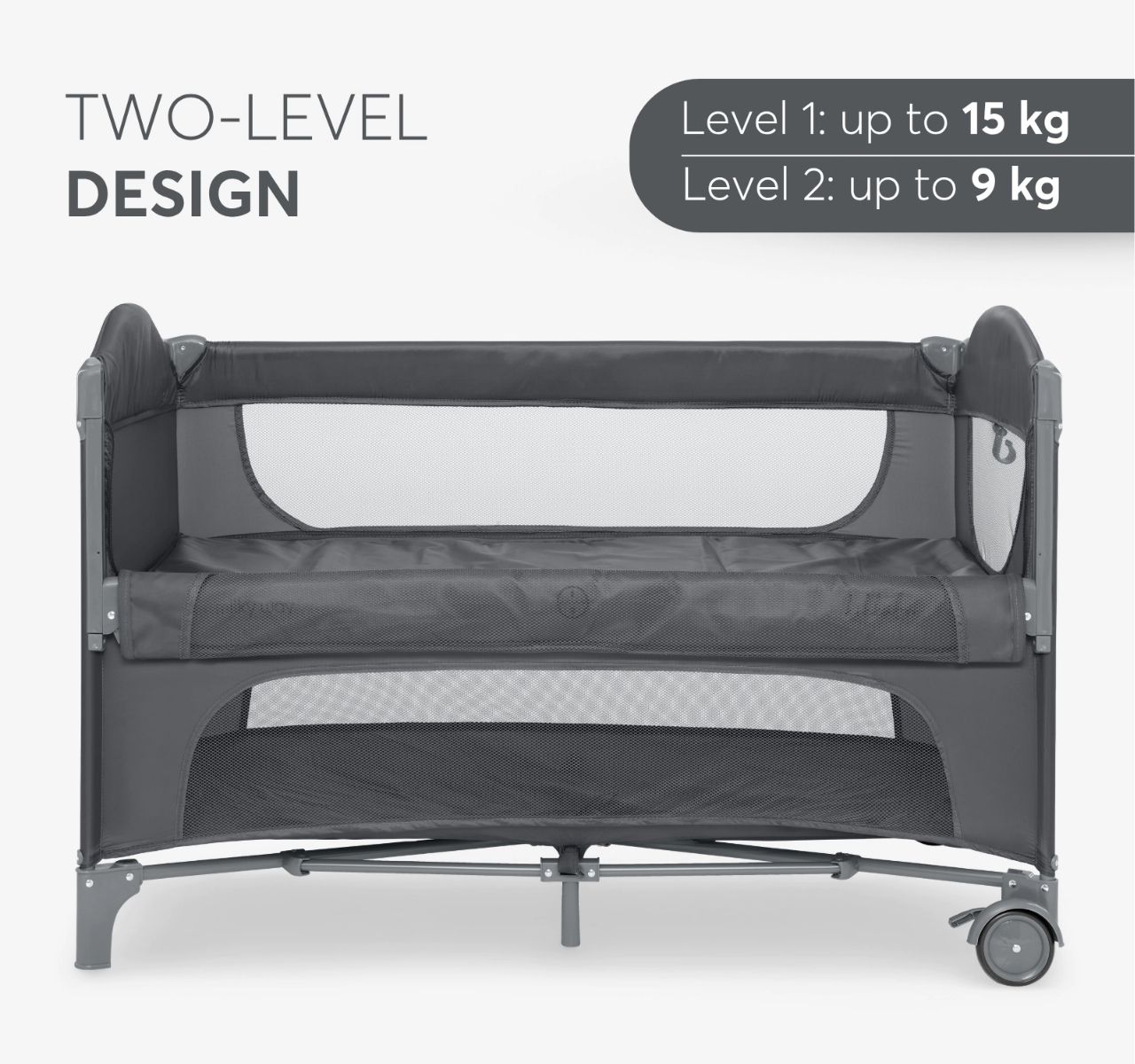   Kikka Boo Milky Way Premium 2 nivoa prenosivi krevetac Grey do 15kg-Happy kids