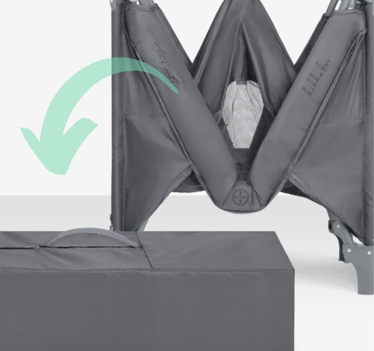   Kikka Boo Milky Way Premium 2 nivoa prenosivi krevetac Grey-lako sklopiv
