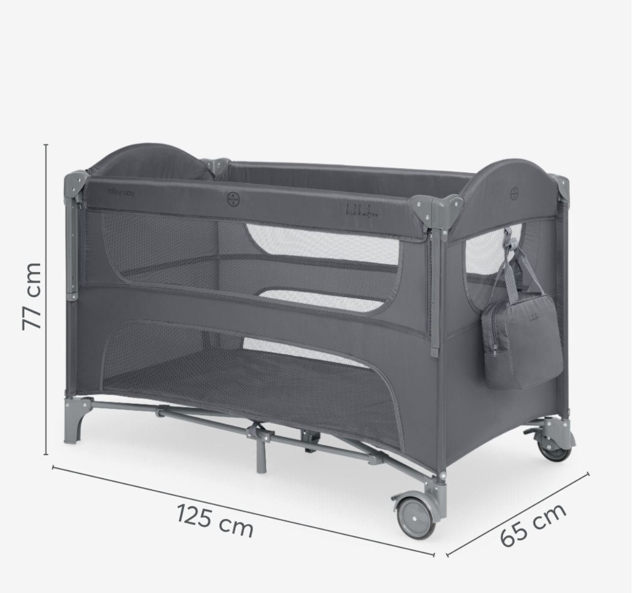   Kikka Boo Milky Way Premium 2 nivoa prenosivi krevetac Grey-dimenzije-Happy kids