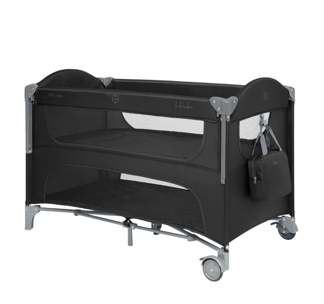 Kikka Boo Milky Way Premium 2 nivoa prenosivi krevetac Black-Happy kids