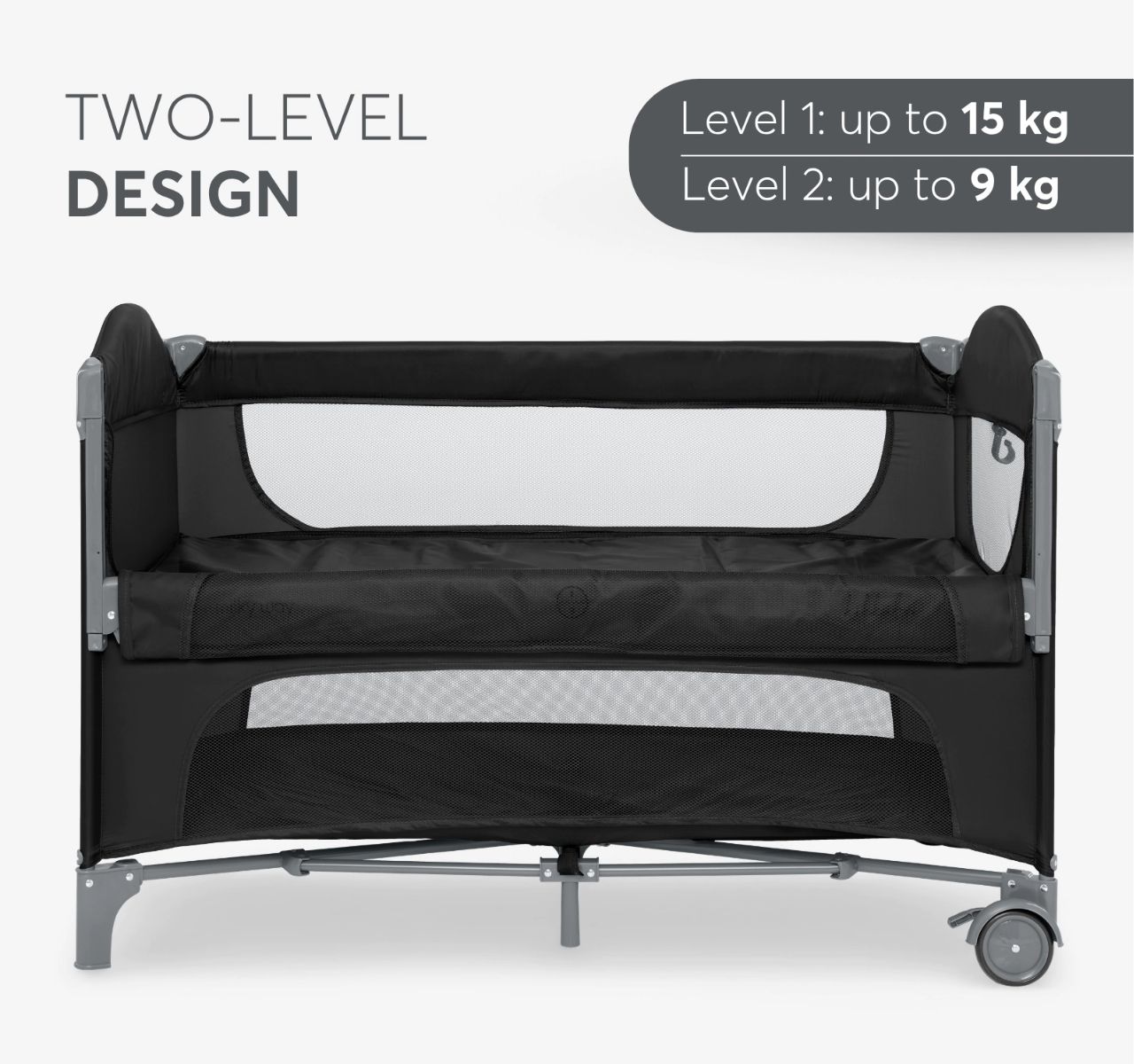 Kikka Boo Milky Way Premium 2 nivoa prenosivi krevetac Black do 15kg