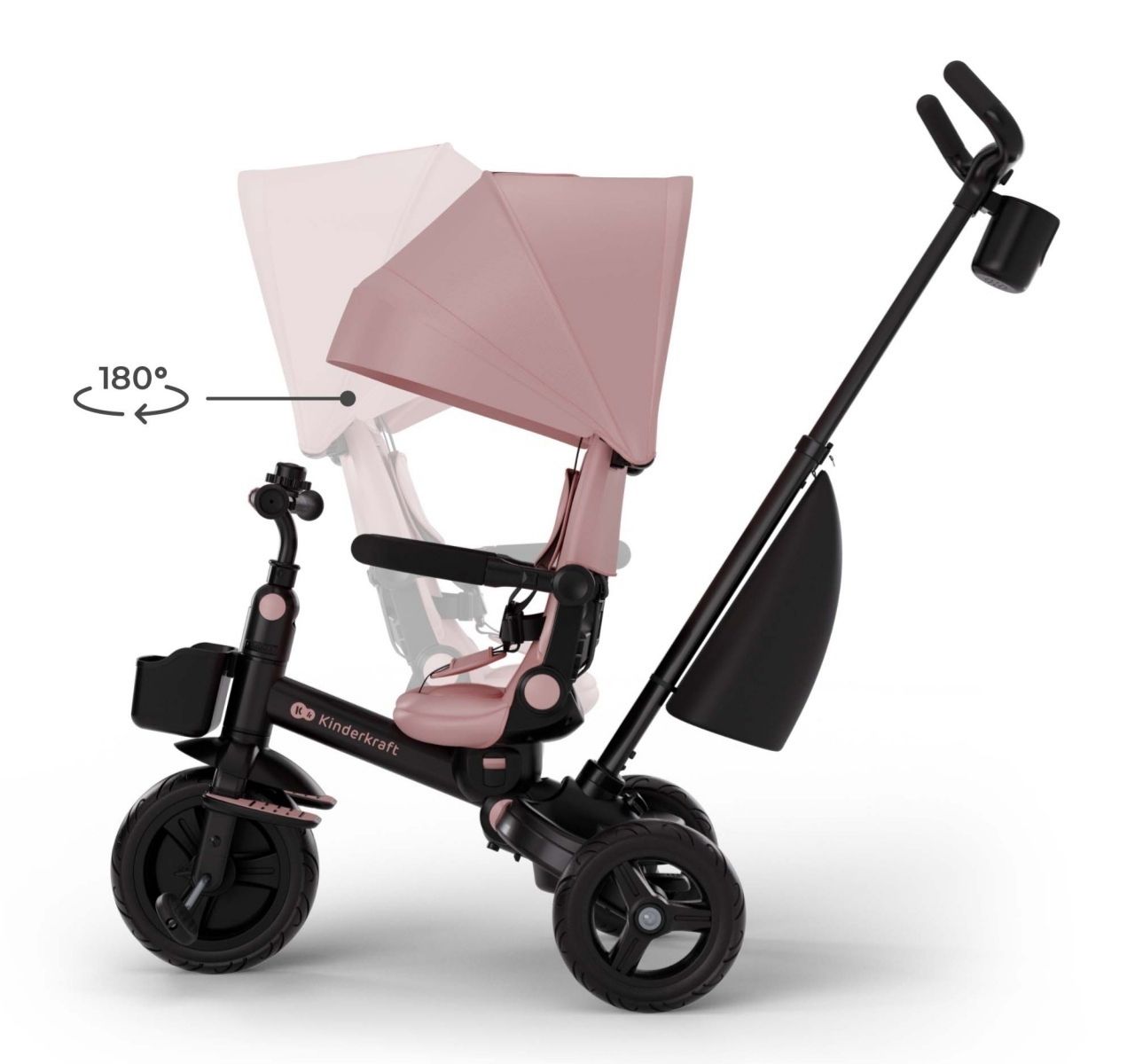 Kinderkraft Aveo 2 Plus 6u1 tricikl za decu Pink rotacija naslona 