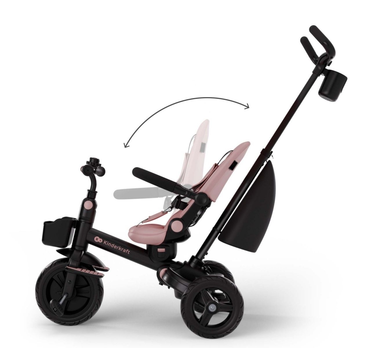 Kinderkraft Aveo 2 Plus 6u1 tricikl za decu Pink pomeranje  obruca za sigurnost deteta