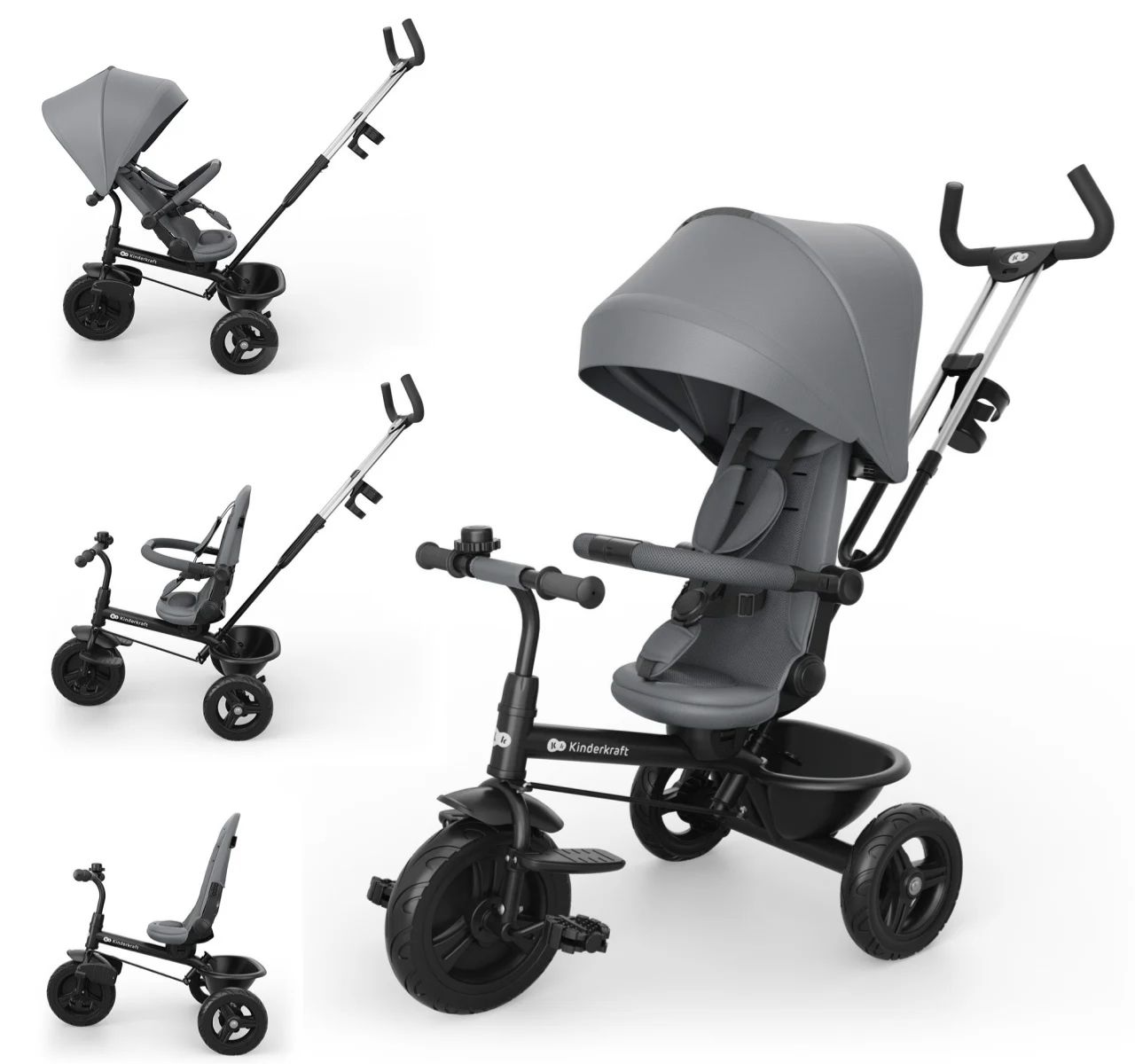 Kinderkraft Aston 2 Plus 6u1 tricikl za decu Grey