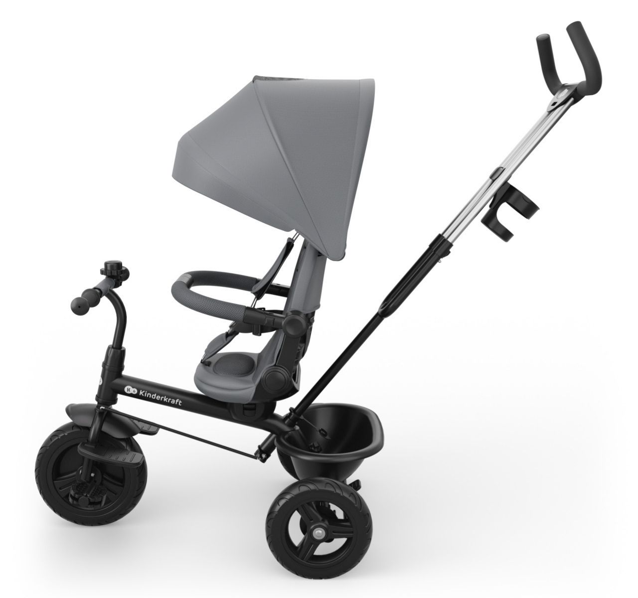 Kinderkraft Aston 2 Plus 6u1 tricikl za decu Grey sa sigurnosnim obrucom