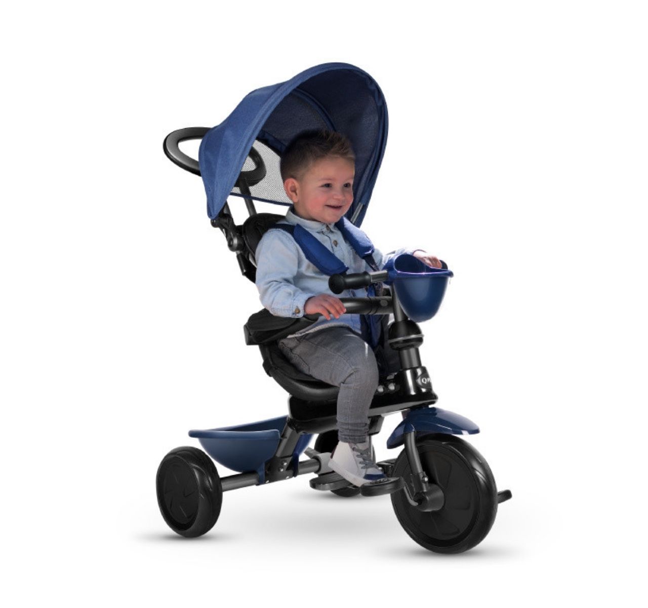 QPlay Cosy tricikl za decu 4u1 Blue sa detetom