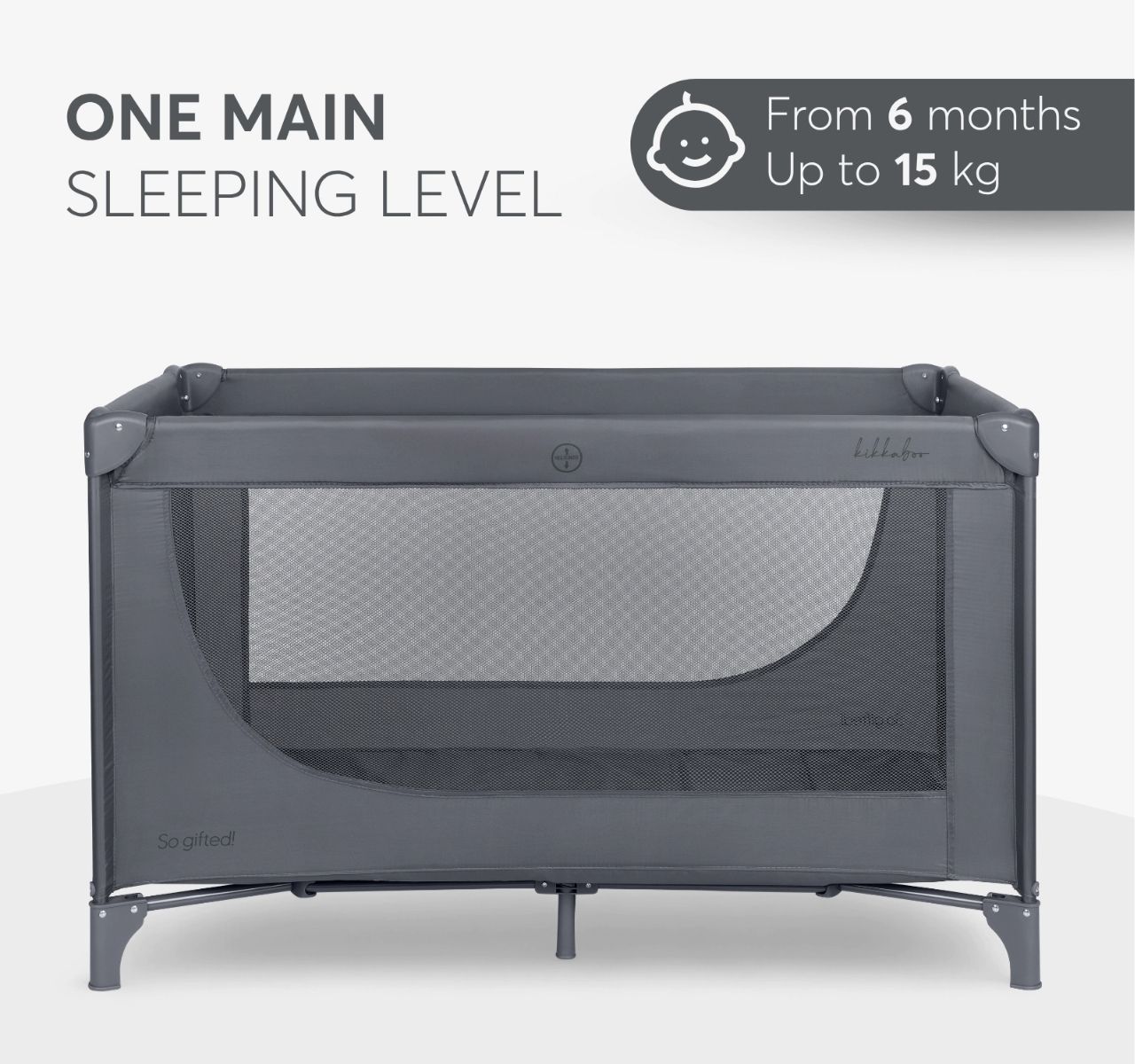 Kikka Boo So Gifted Premium 1 nivo prenosivi krevetac za bebe Grey do 15kg