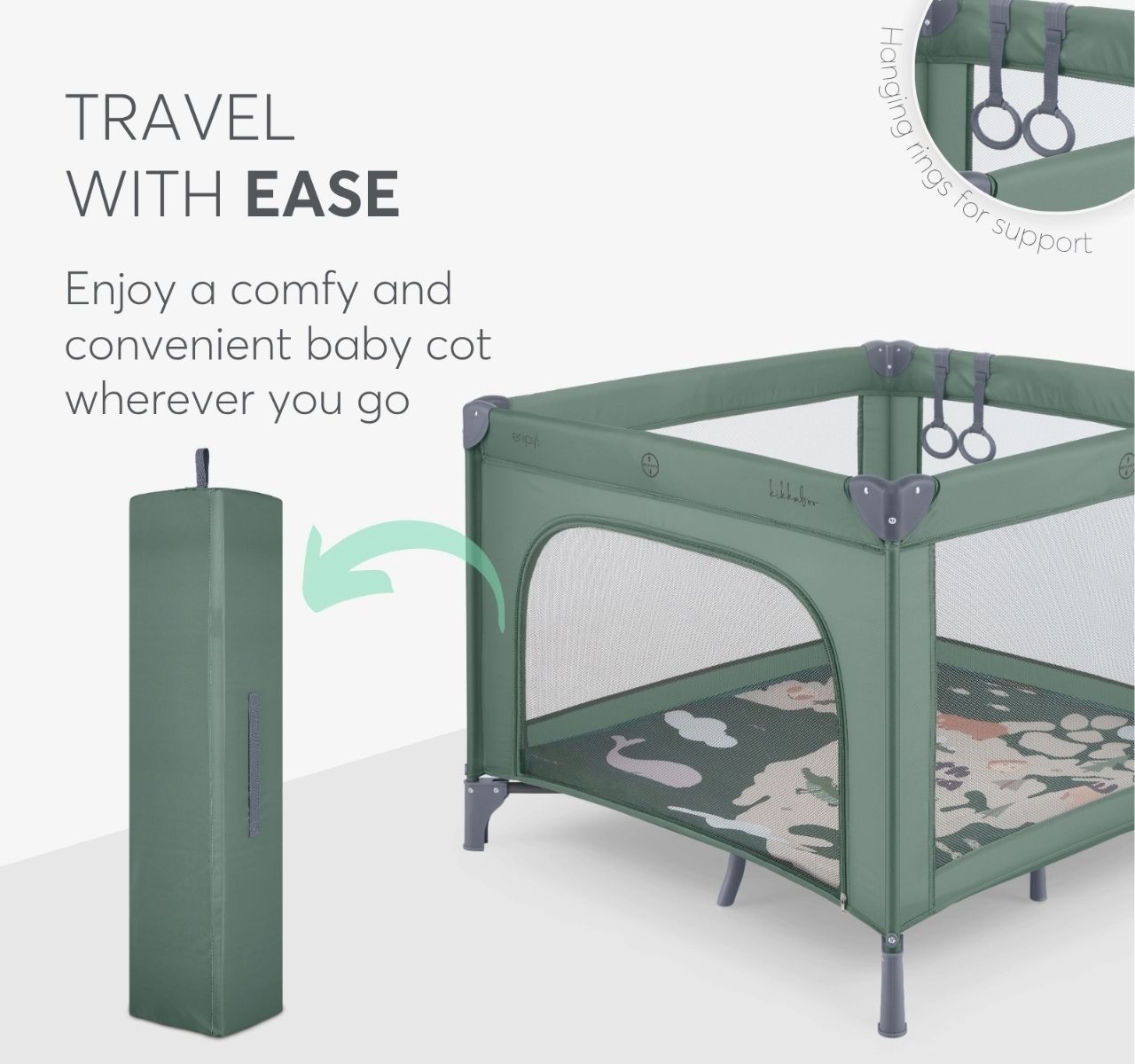 Kikka Boo Enjoy Premium ogradica za bebe North America green lako sklopiva