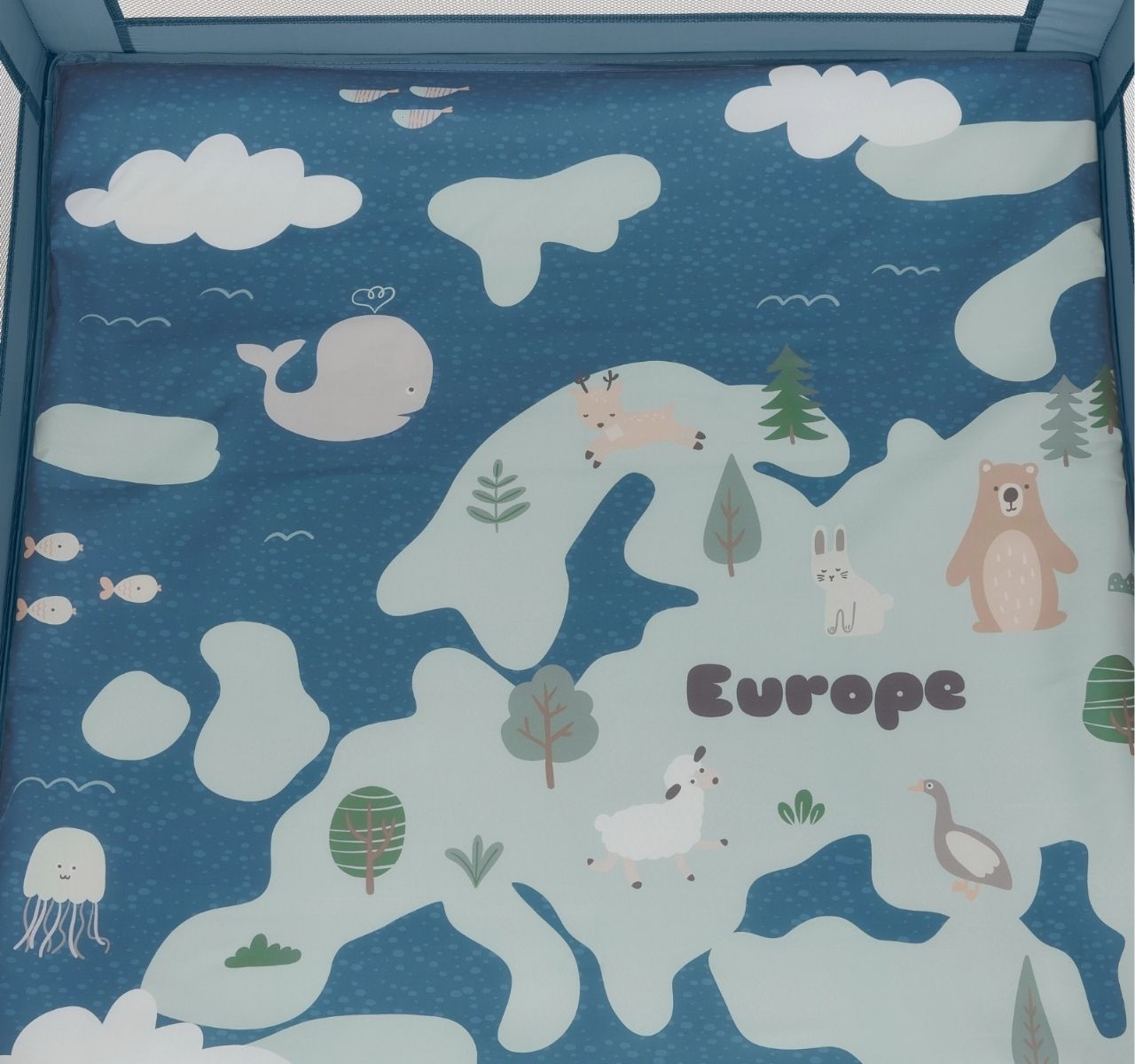 Kikka Boo Enjoy Premium ogradica za bebe Europe Blue dezen