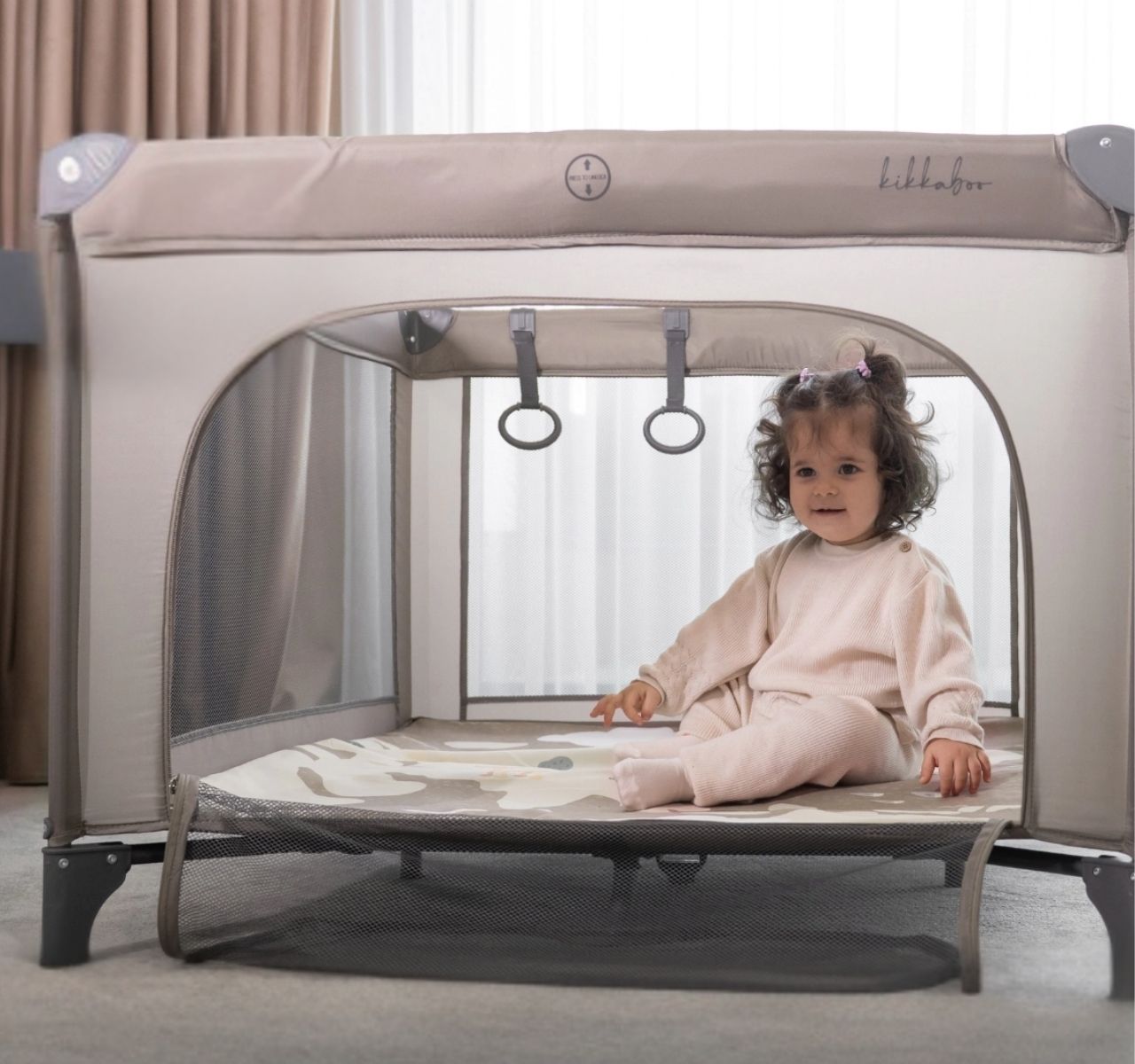 Kikka Boo Enjoy Premium ogradica za bebe Europe Blue sa otvorom-Happy kids
