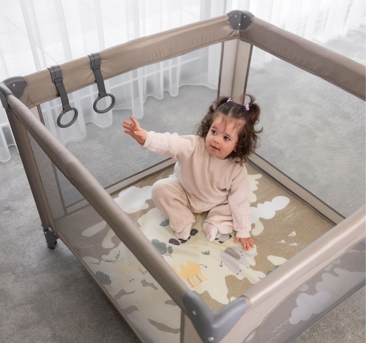 Kikka Boo Enjoy Premium ogradica za bebe Asia Beige komforna za igru