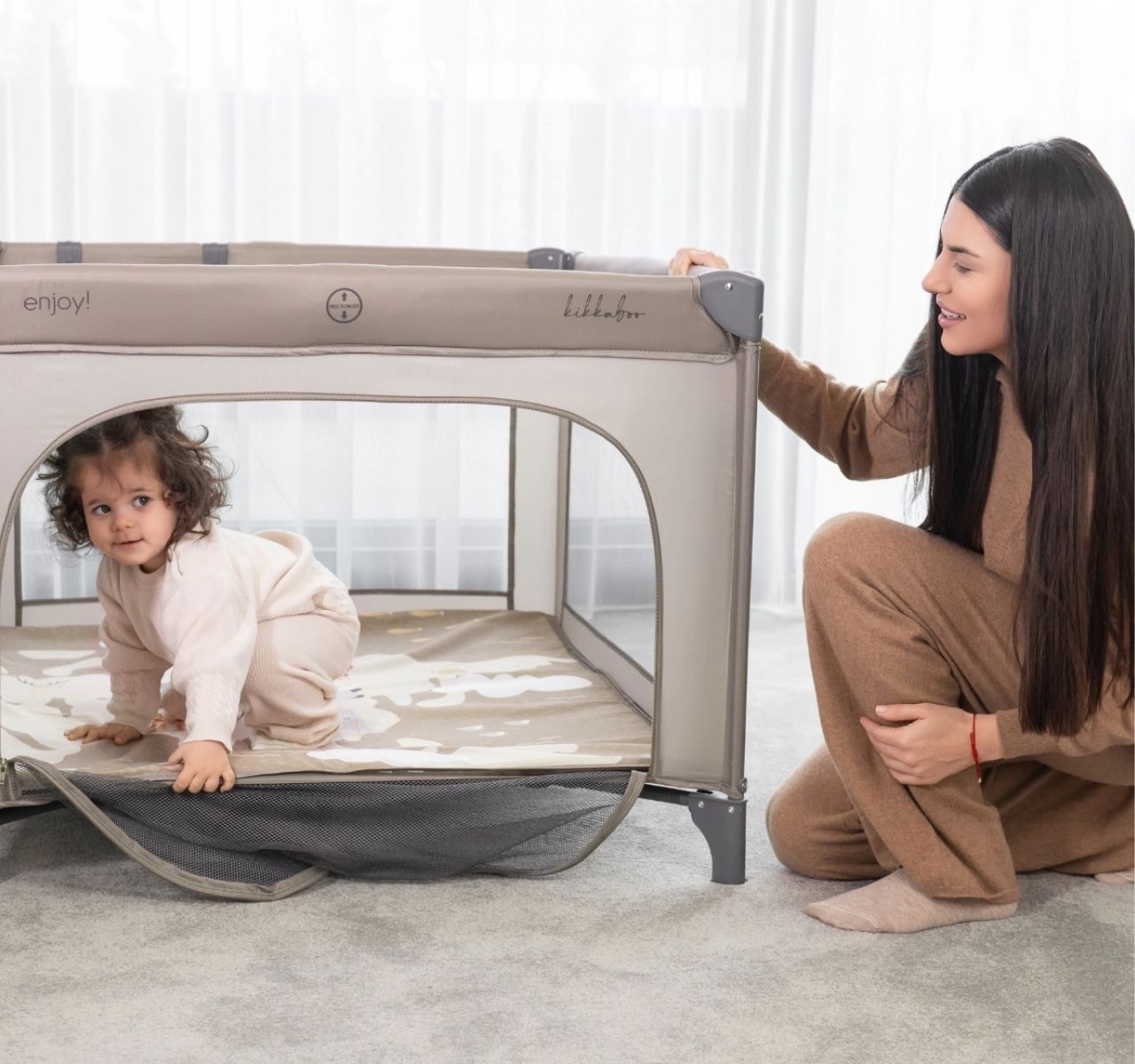 Kikka Boo Enjoy Premium ogradica za bebe Asia Beige komforna za igru