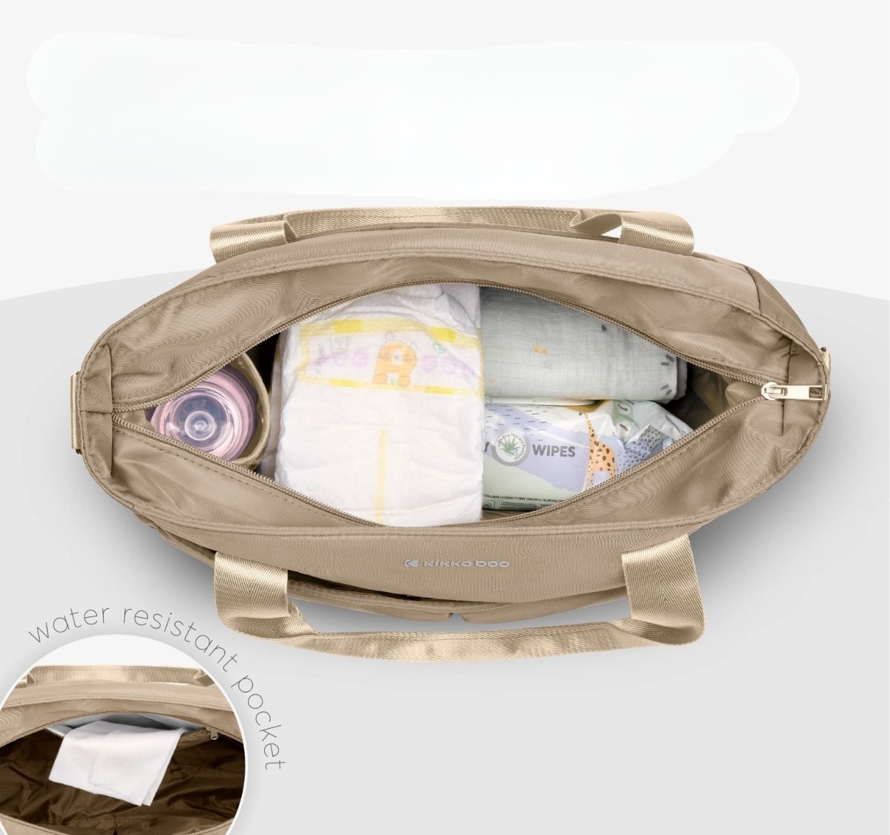 Kikka Boo Brielle torba za mame Beige unutrasnjost torbe