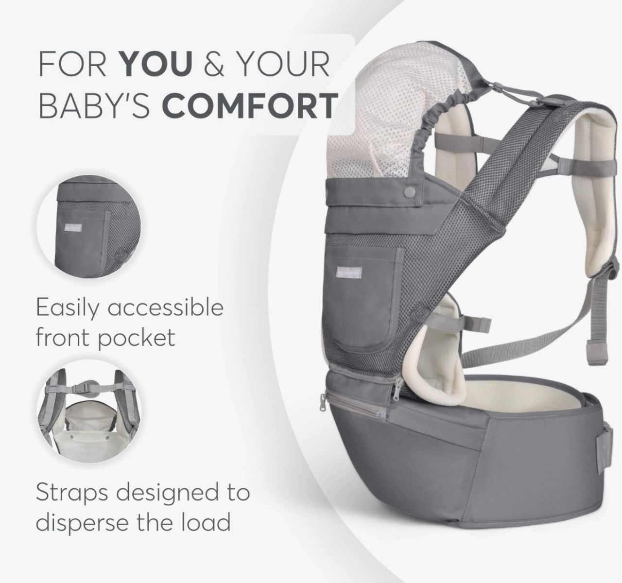 Kikka Boo Chloe Mesh 3u1 kengur nosiljka za bebe Grey karakteristike kaiseva