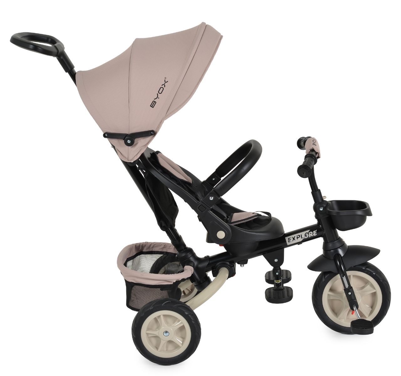 Byox Explore sklopivi tricikl za decu Beige-polozaj naslona