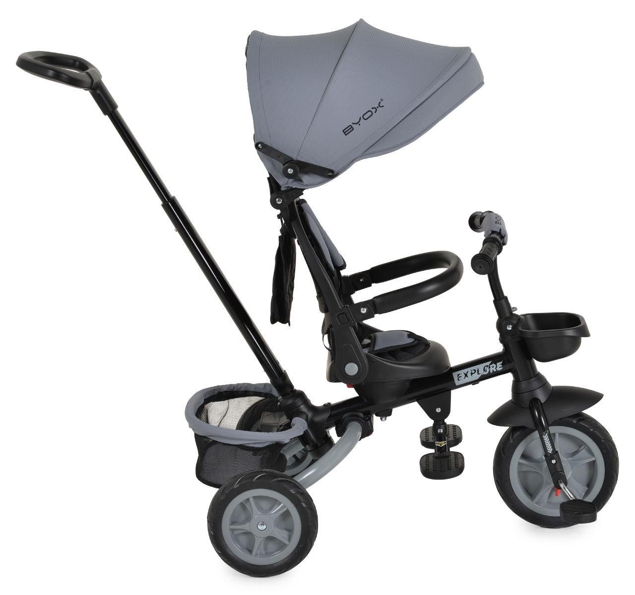 Byox Explore sklopivi tricikl za decu Grey sa tendom i ruckom