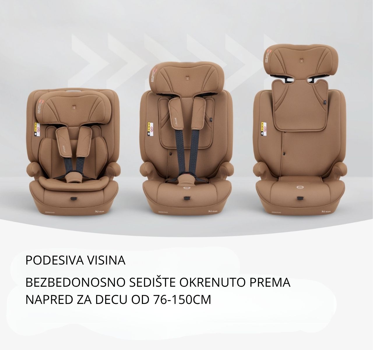 Kikka Boo i-Flow i-Size auto sedište za decu 76-150cm Mocha-happy kids