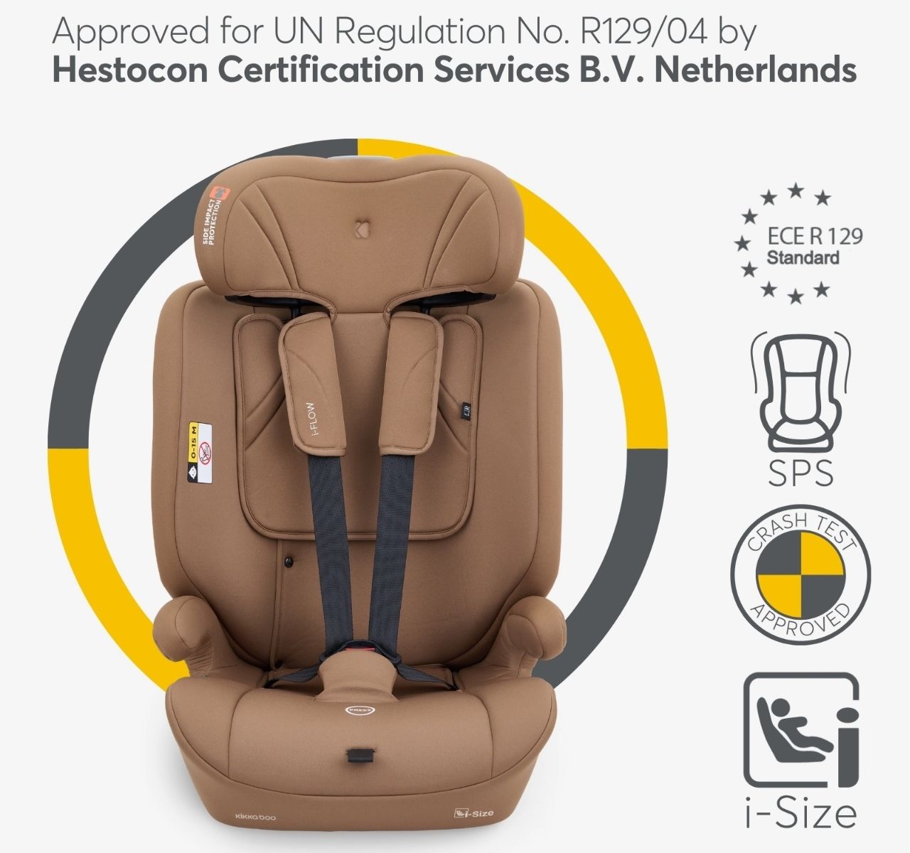 Kikka Boo i-Flow i-Size auto sedište za decu 76-150cm Mocha-Happy kids