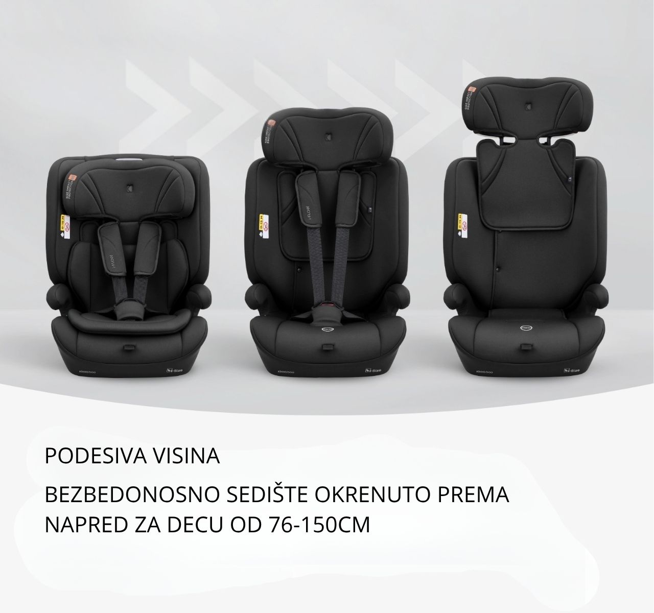   Kikka Boo i-Flow i-Size auto sedište za decu 76-150cm Black-Happy kids