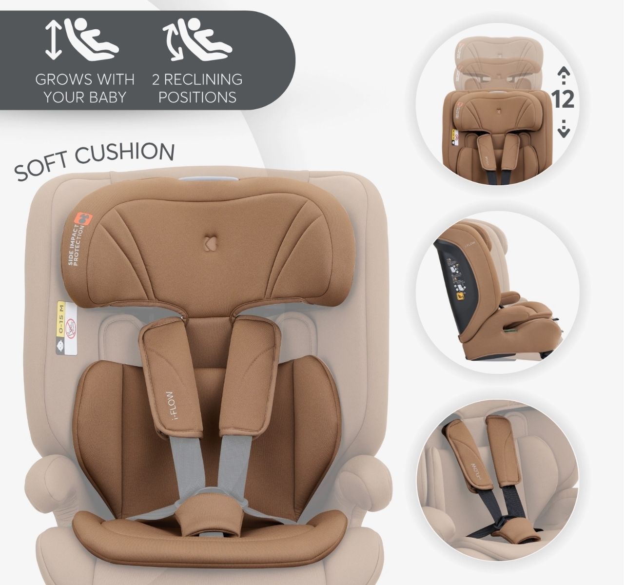   Kikka Boo i-Flow i-Size auto sedište za decu 76-150cm sa mekanim jastucima