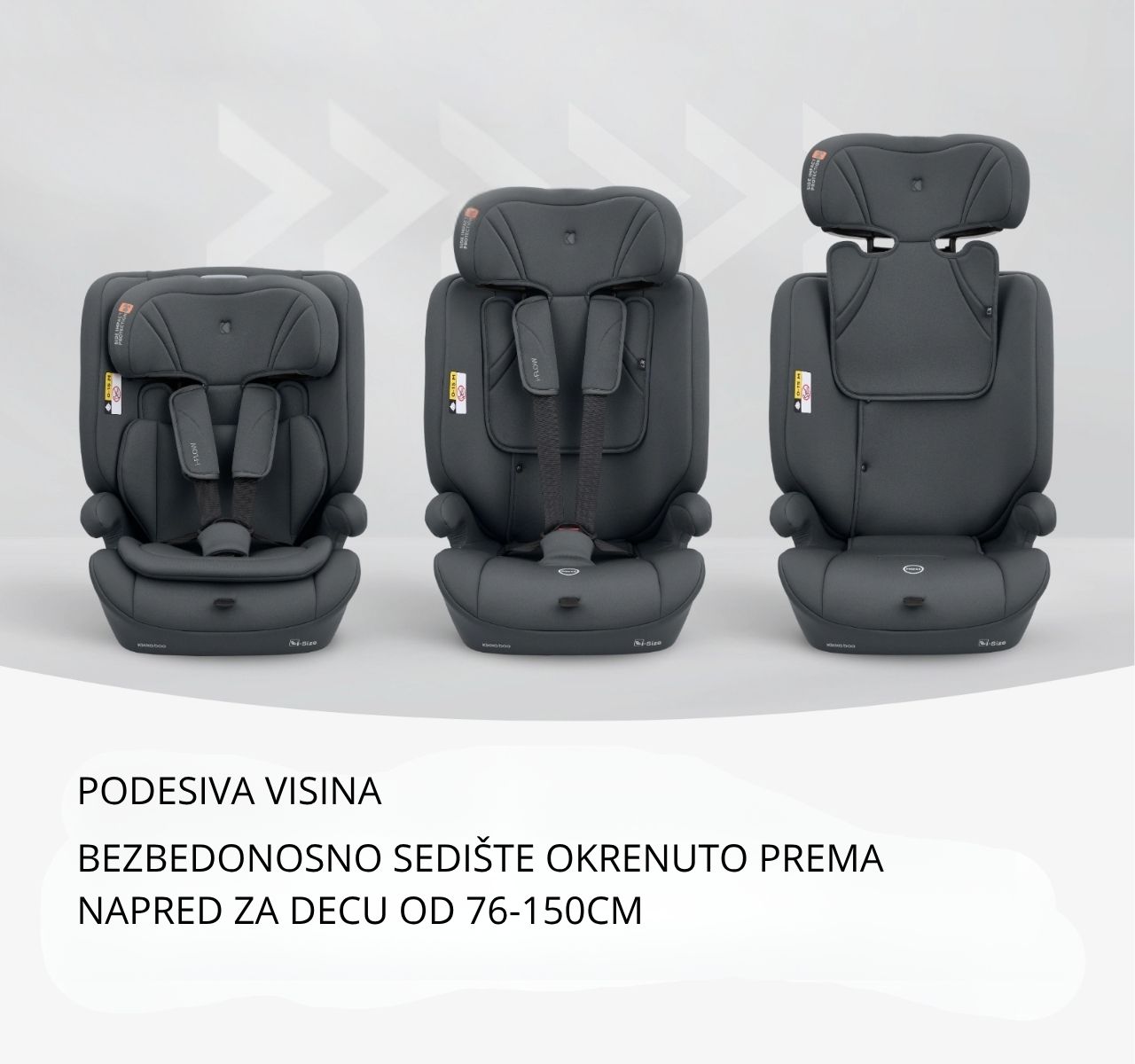 Kikka Boo i-Flow i-Size auto sedište za decu 76-150cm Grey-Happy kids