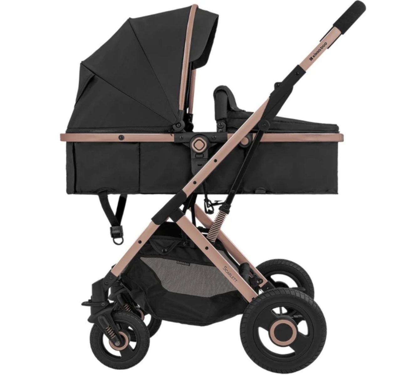 Kikka Boo Scarlet 2u1 kolica za bebe Black sa reverzibilnom korpom-Happy kids