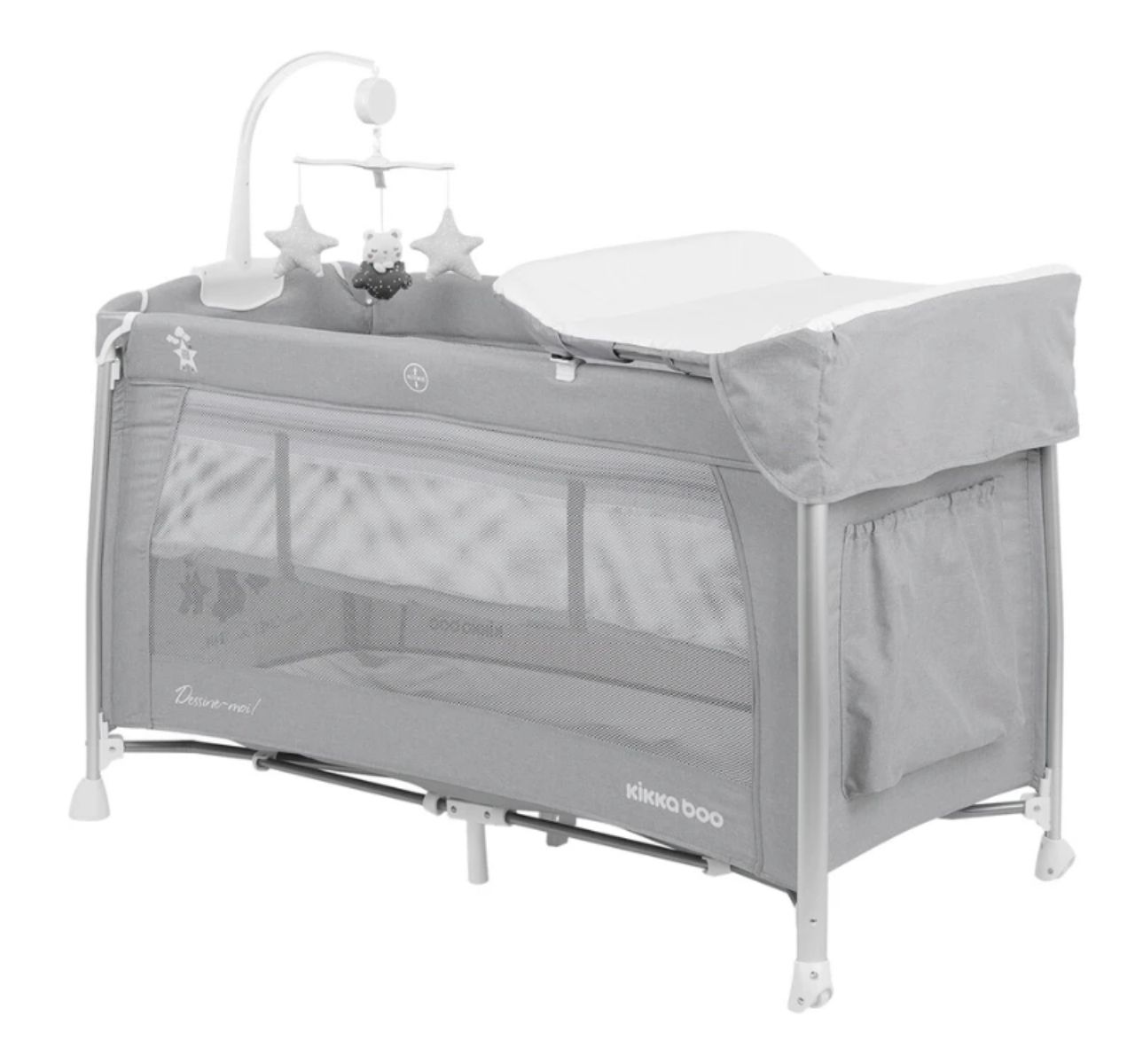 Kikka Boo Dessine Moi prenosivi krevetac za bebe 2 nivoa Grey-Happy kids