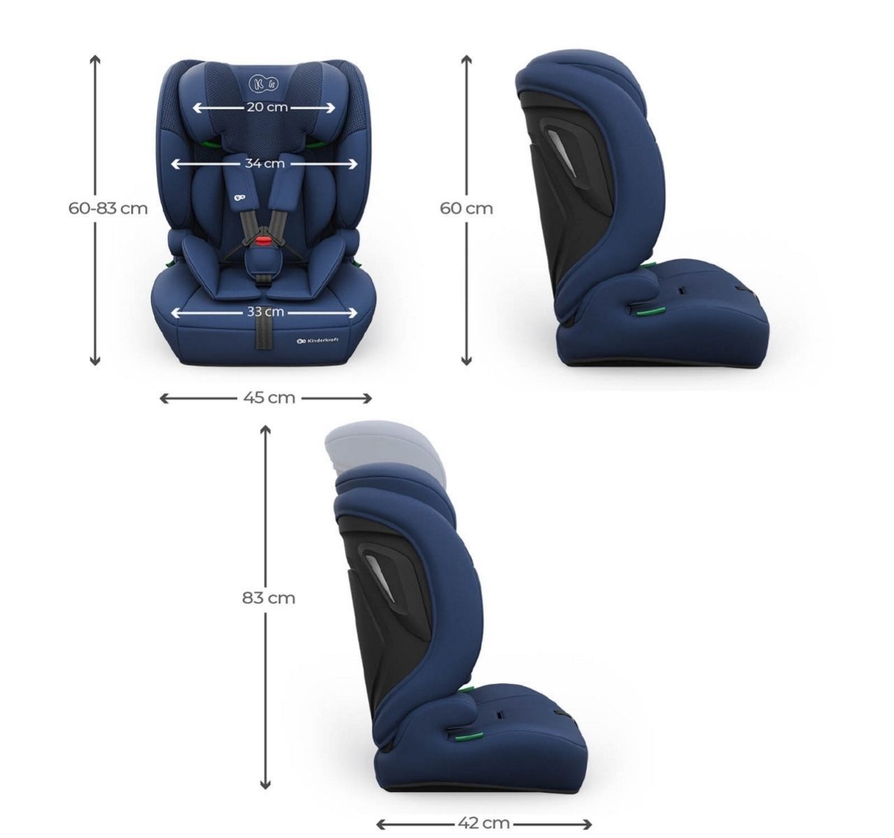 Kinderkraft Comfort Up 2 Plus I-Size auto sedište Navy-dimenzije auto sedista