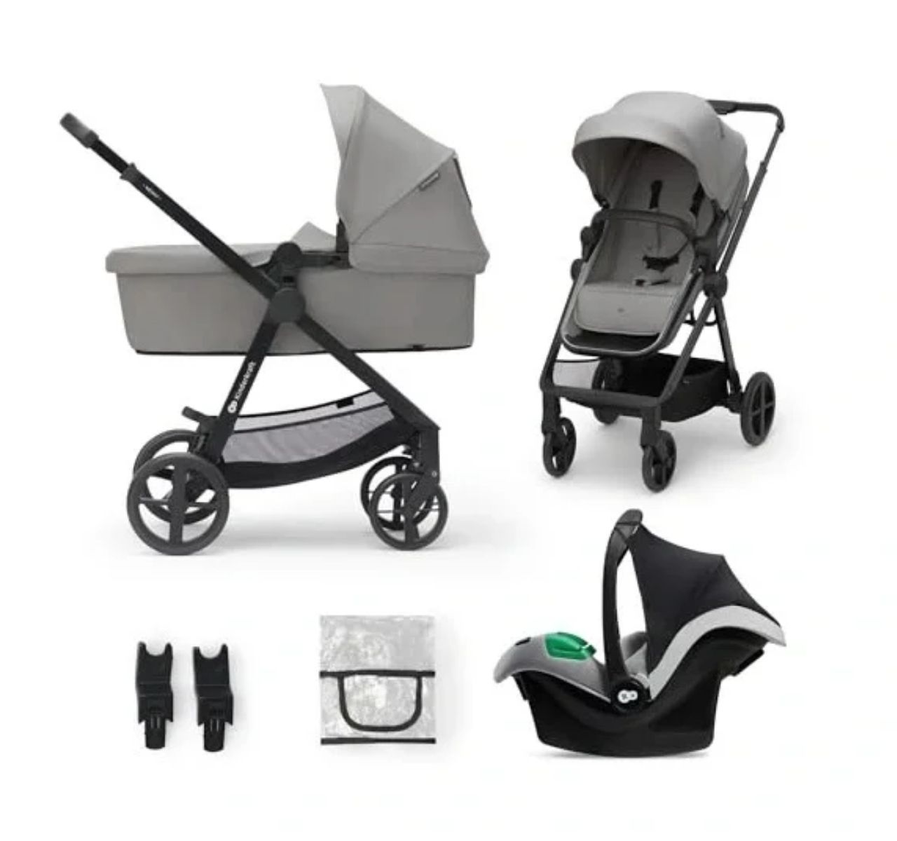 Kinderkraft Newly 3u1 kolica za bebe Grey-Happy kids