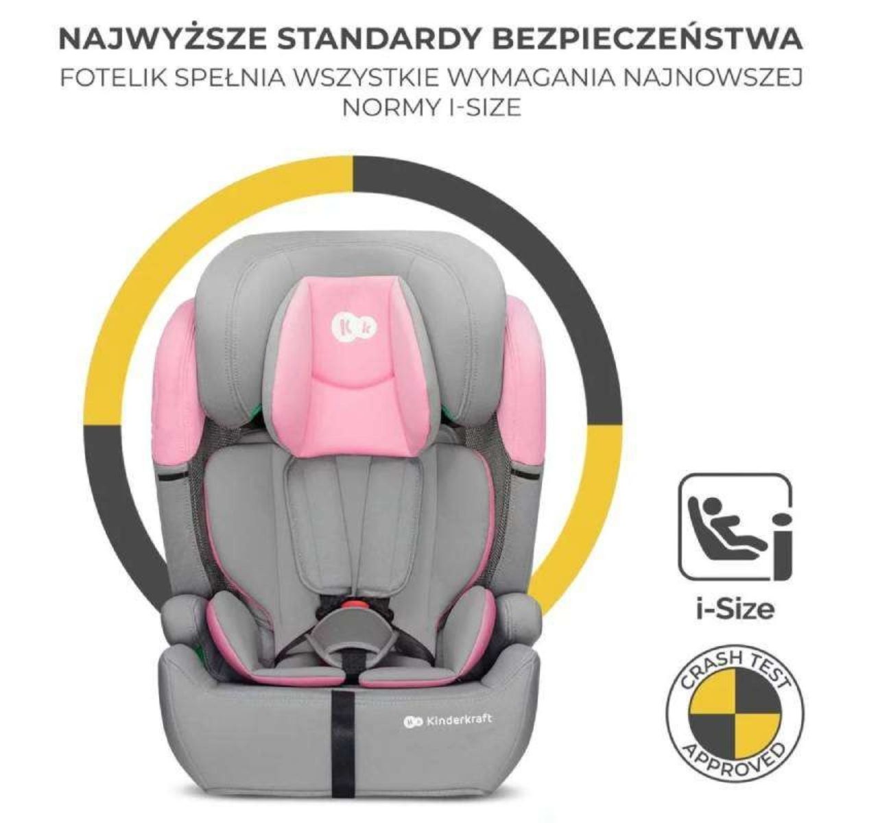 Kinderkraft Comfort Up I-Size auto sedište od 76-150-cm Pink-do 12 god