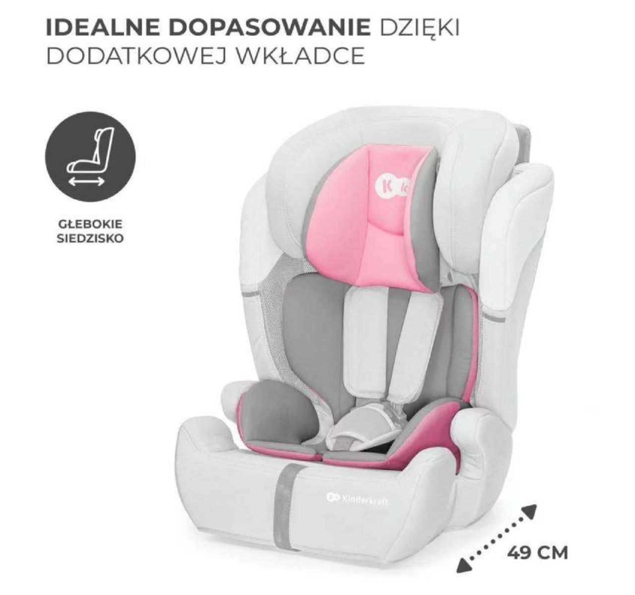 Kinderkraft Comfort Up I-Size auto sedište od 76-150-cm Pink-dimenzije