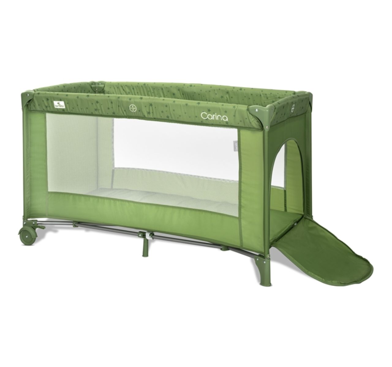Lorelli Carina prenosivi krevetac za bebe 2 nivoa Green stars-Happy kids