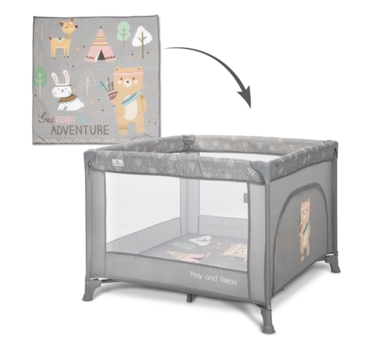 Lorelli Play&Relax ogradica za bebe Grey adventure