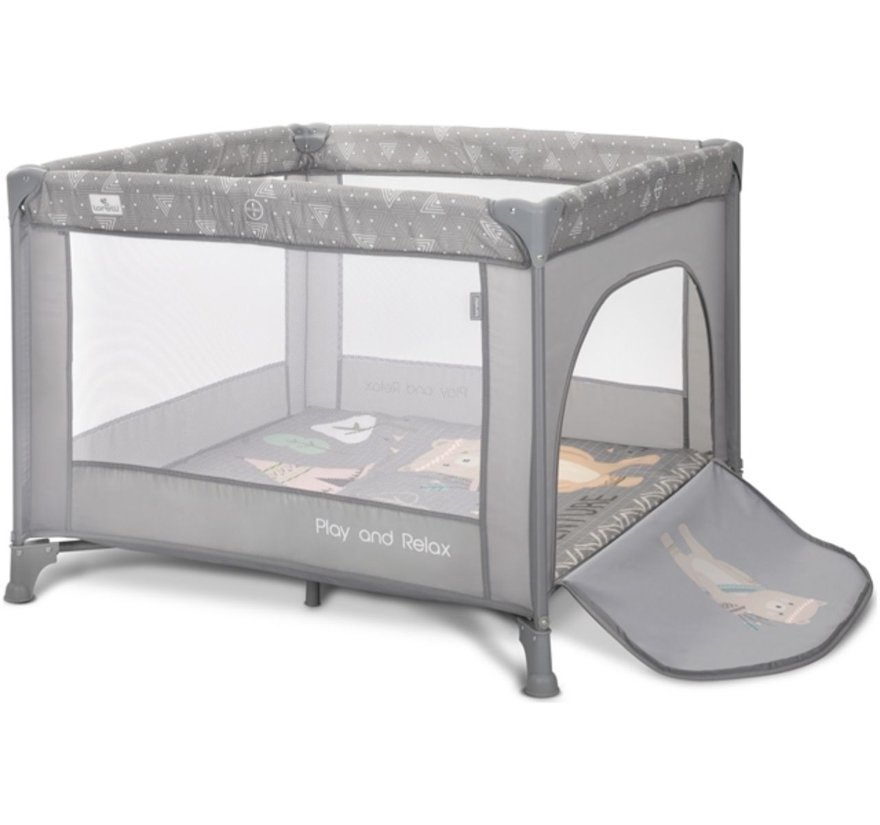 Lorelli Play&Relax ogradica za bebe Grey adventure-otvor na bocnoj stranici