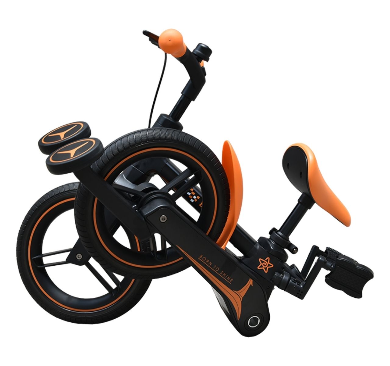 Bicikl Speedy 4u1 sa pomoćnim točkovima Orange sklopljen