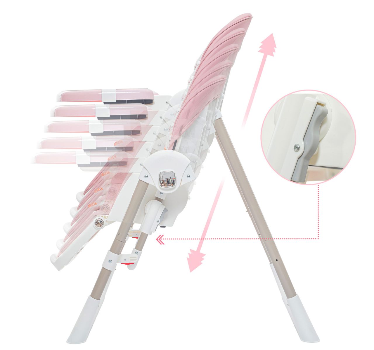   Only Swingy višepoložajna 2u1 hranilica-ljuljaška za bebe Pink-podesavanje po visini