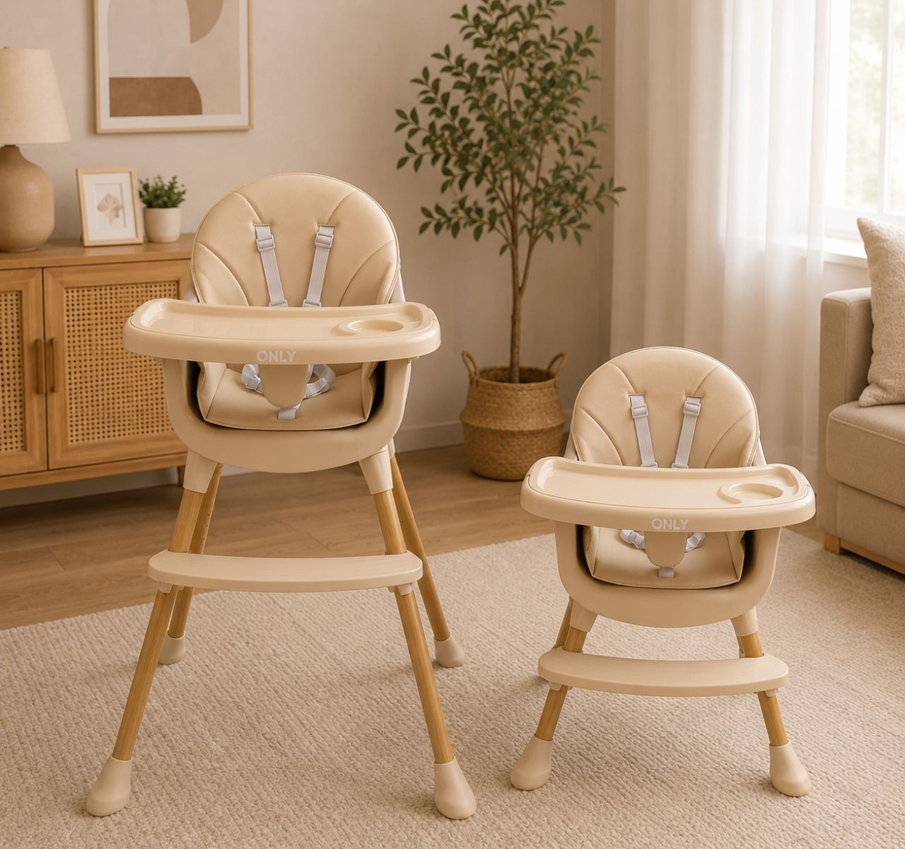 Only Snack jednopoložajna hranilica za bebe 3u1 Beige-Happy kids